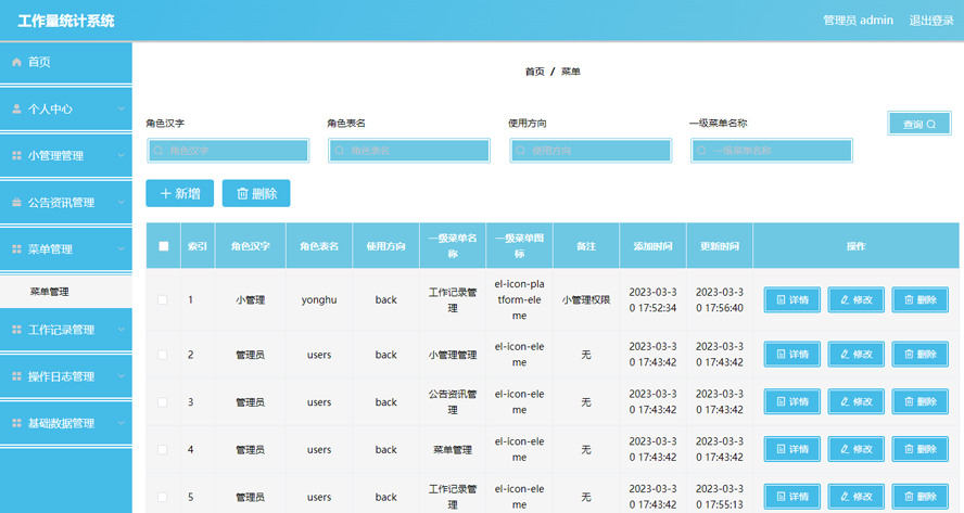 工作量统计系统模板截图