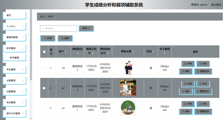学生成绩分析和弱项辅助系统设计模板截图