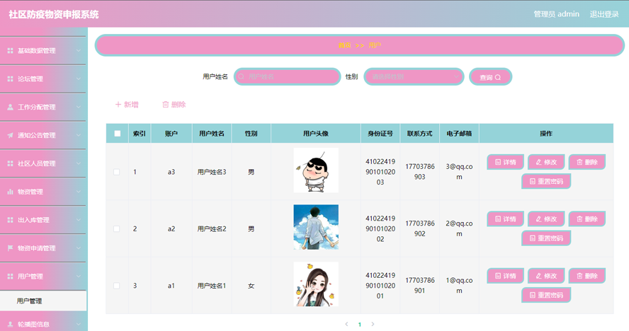 社区防疫物资申报系统