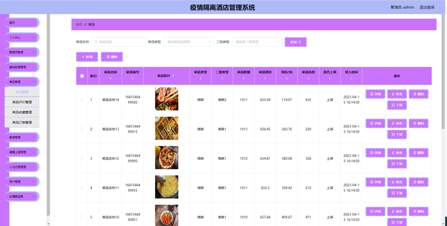 疫情隔离酒店管理系统的开发模板截图