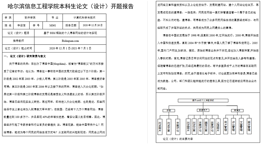 个人博客网站的设计与实现开题报告截图