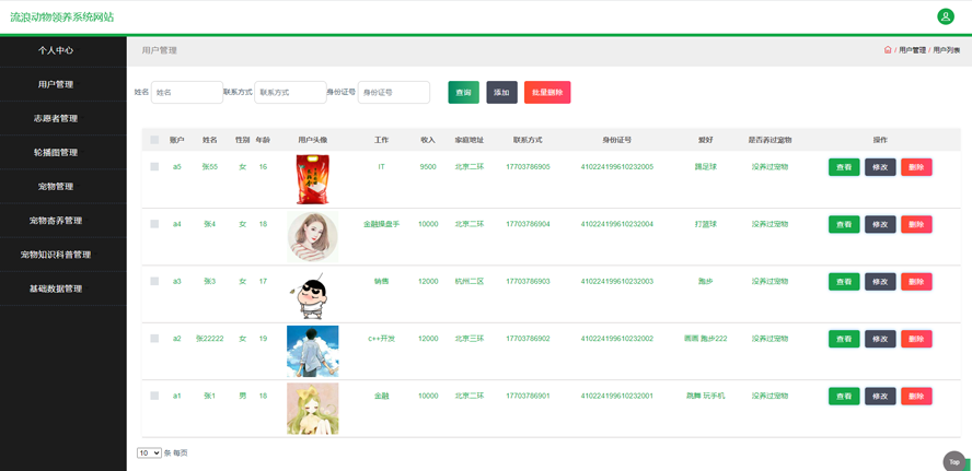 流浪动物领养系统网站模板截图