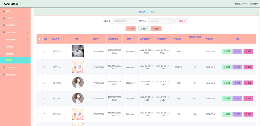OA办公系统设计与实现模板截图